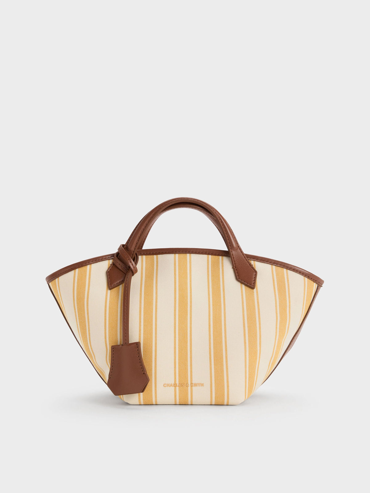 Mini Ivanna Canvas Striped Tote Bag - Butterscotch Yellow | CHARLES & KEITH