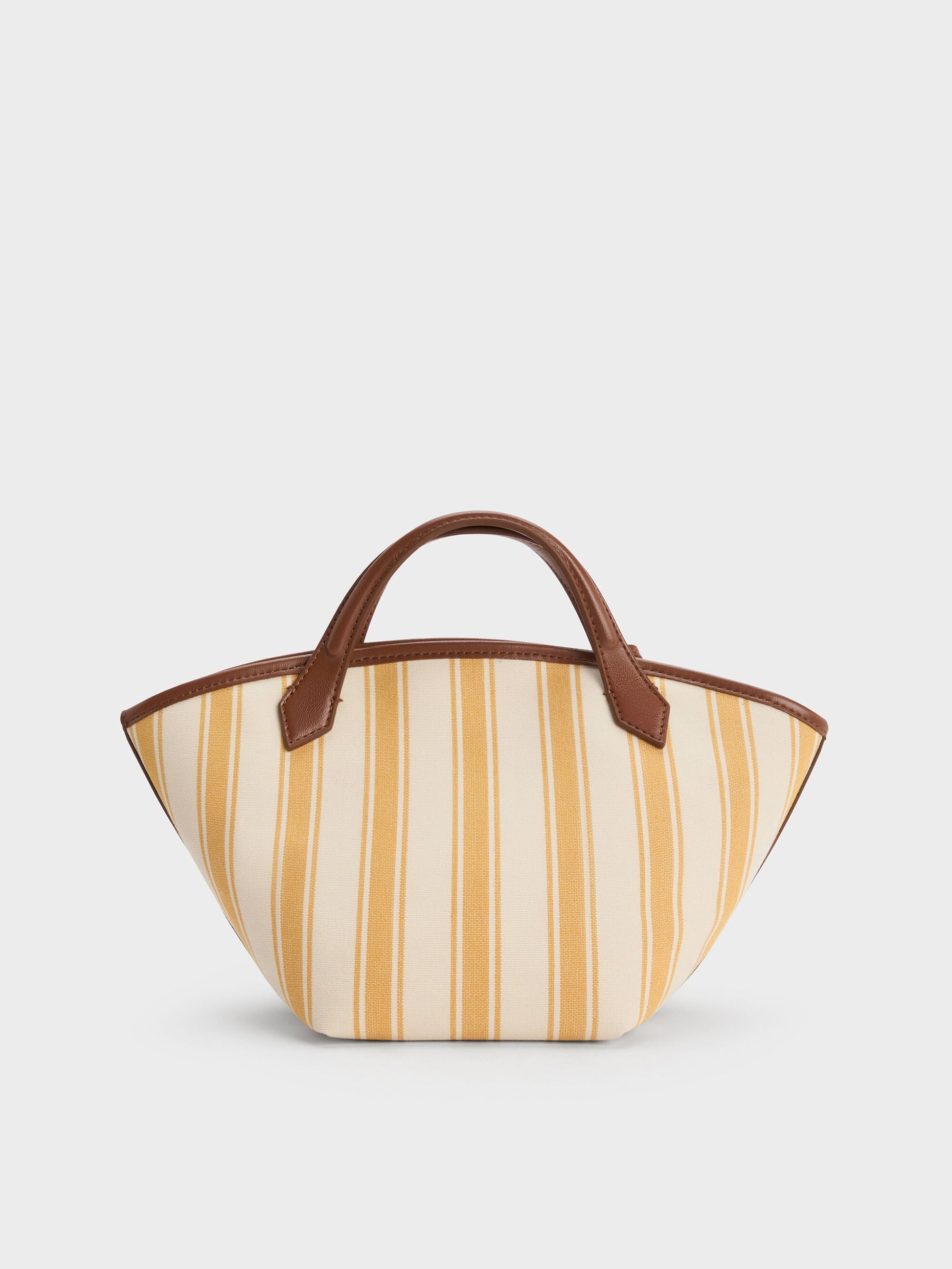Mini Ivanna Canvas Striped Tote Bag - Butterscotch Yellow | CHARLES & KEITH