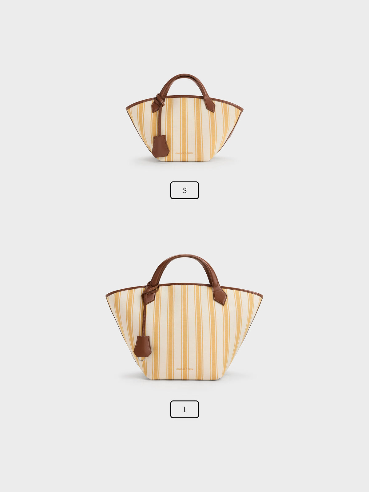 Mini Ivanna Canvas Striped Tote Bag - Butterscotch Yellow | CHARLES & KEITH