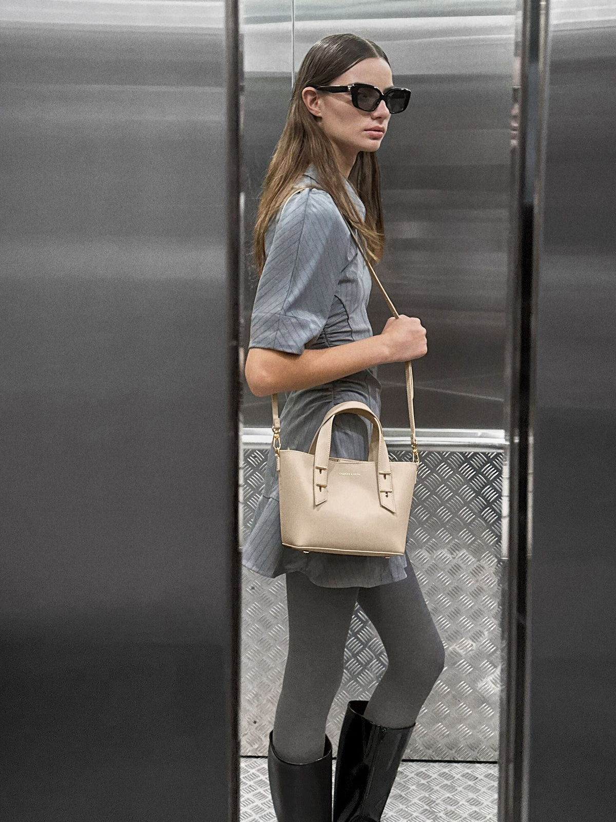 Mini Shania Tote Bag - Dusted Oat | CHARLES & KEITH