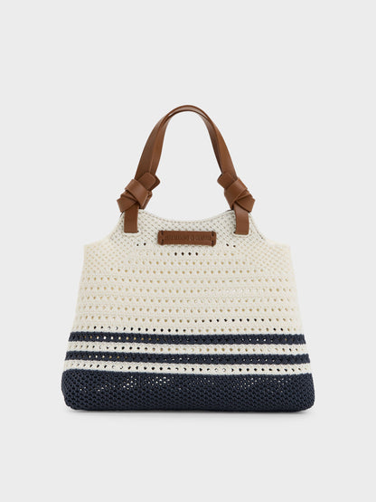 Mini Ida Striped Knitted Tote Bag - Multi | CHARLES & KEITH
