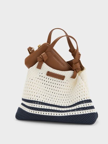 Mini Ida Striped Knitted Tote Bag - Multi | CHARLES & KEITH