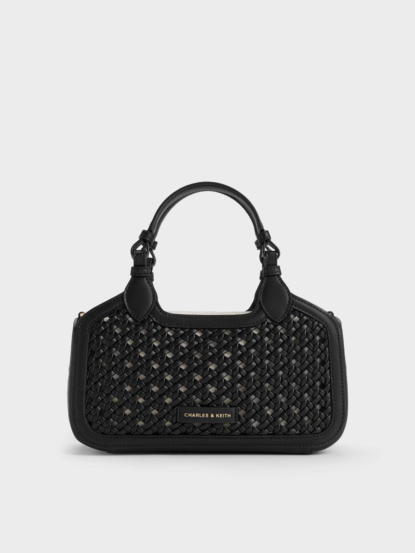 Mini Azure Woven Tote Bag - Black | CHARLES & KEITH