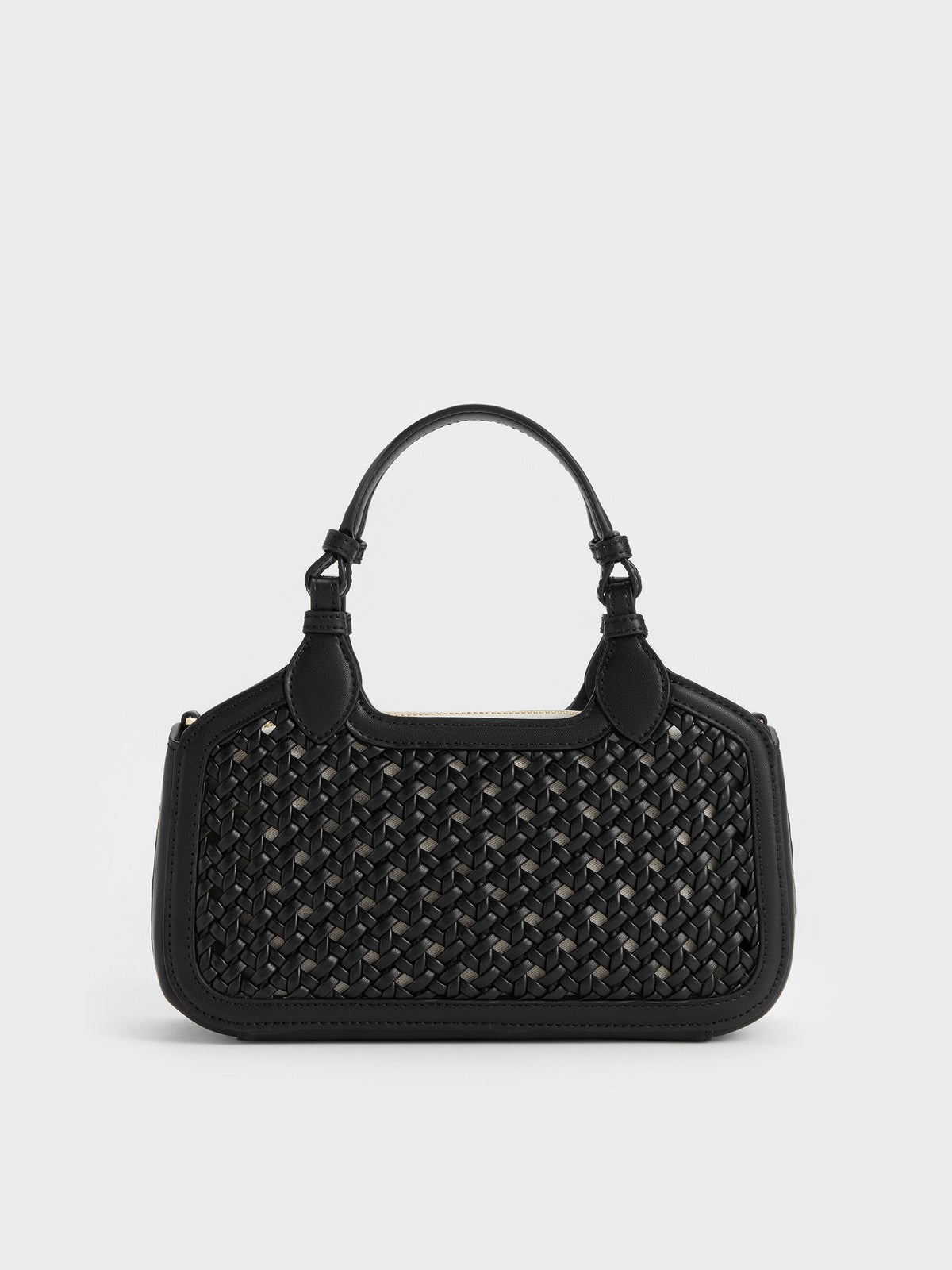 Mini Azure Woven Tote Bag - Black | CHARLES & KEITH