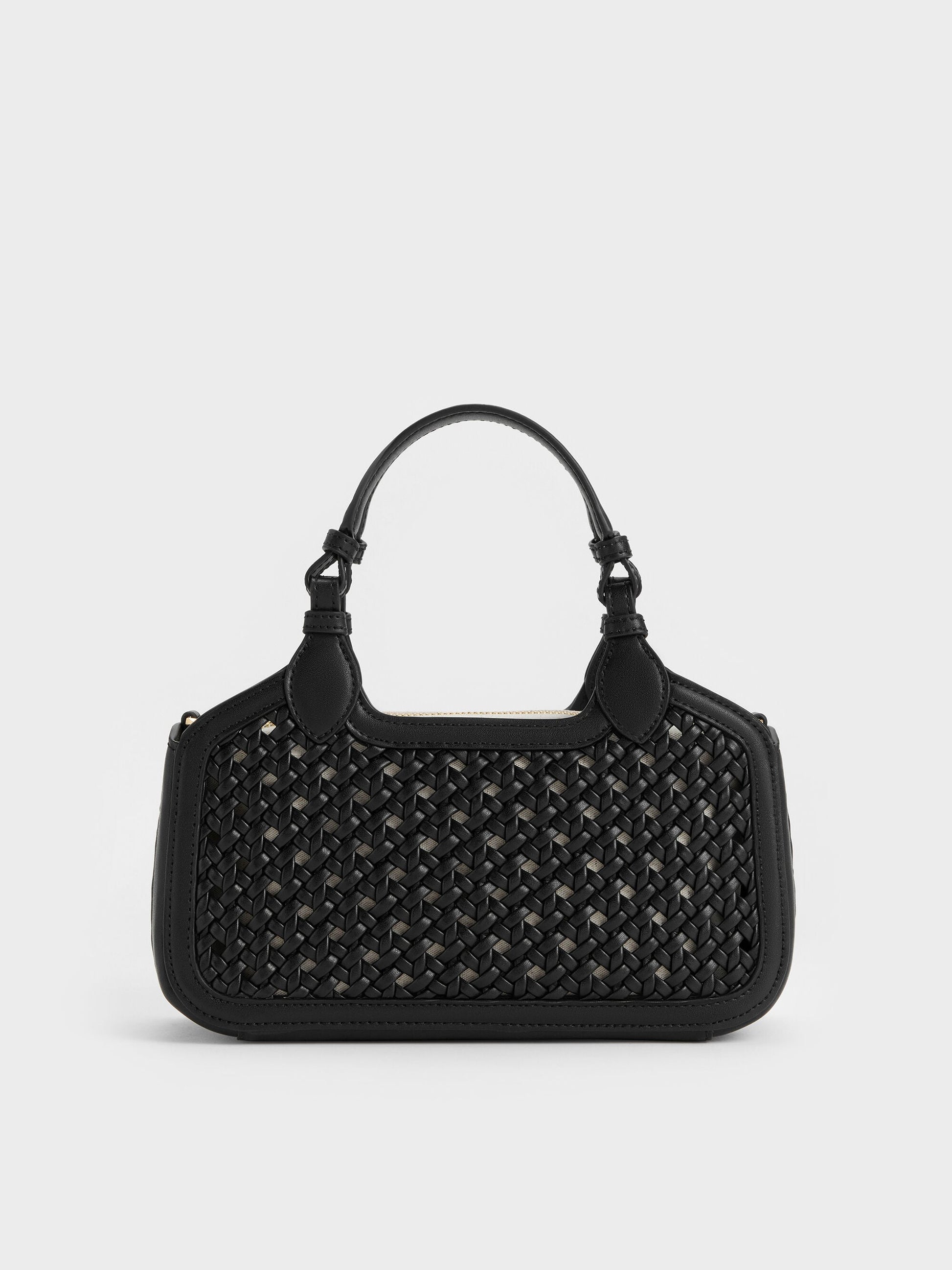 Mini Azure Woven Tote Bag - Black | CHARLES & KEITH