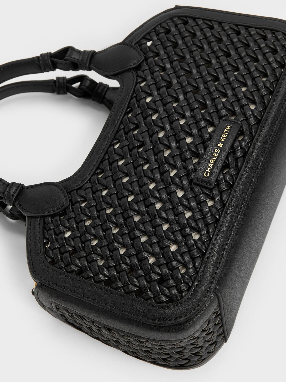 Mini Azure Woven Tote Bag - Black | CHARLES & KEITH