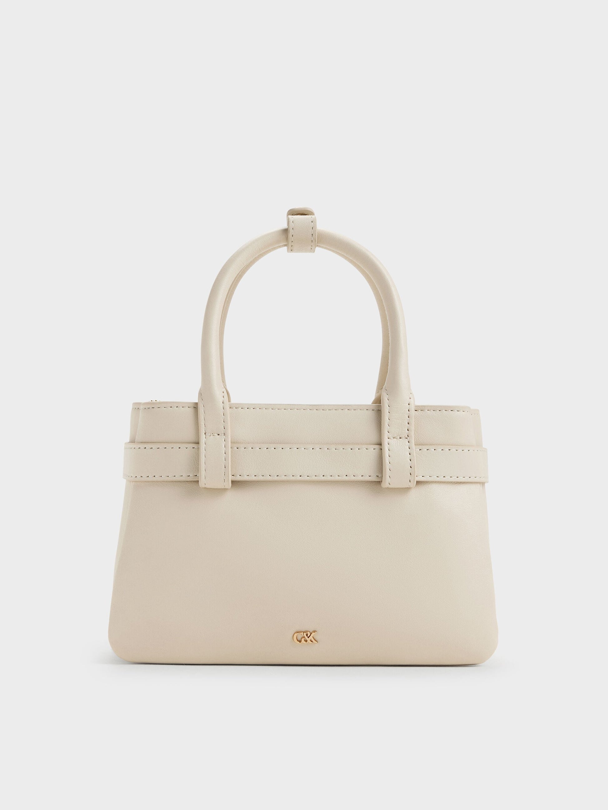 Jody Leather Belted Tote Bag - Chalk | CHARLES & KEITH