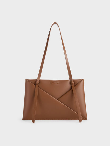 Midori Geometric Tote Bag - Chocolate | CHARLES & KEITH