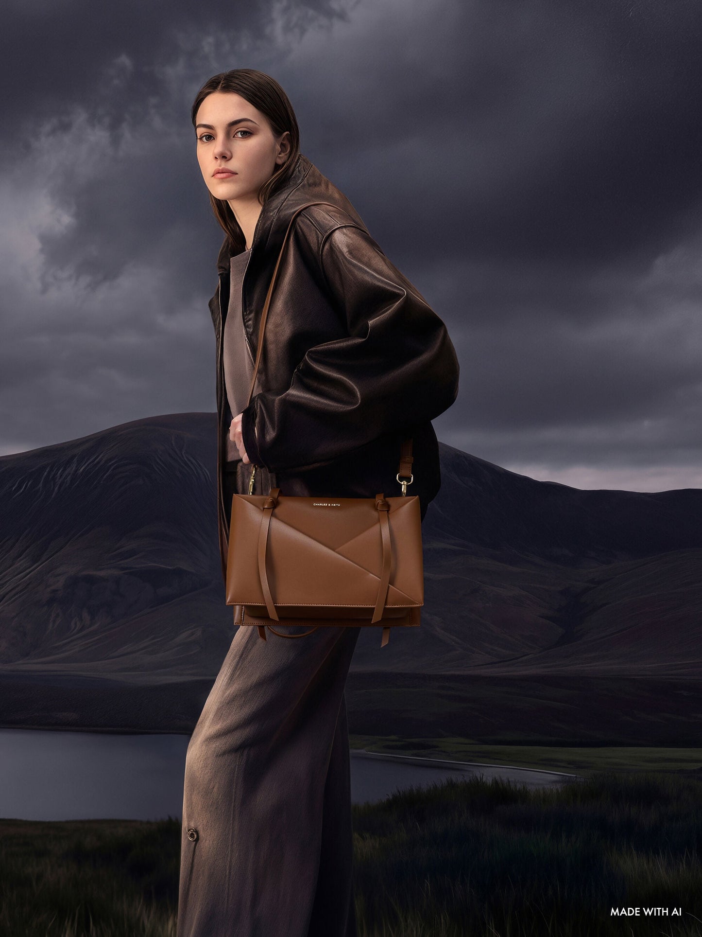 Midori Geometric Tote Bag - Chocolate | CHARLES & KEITH