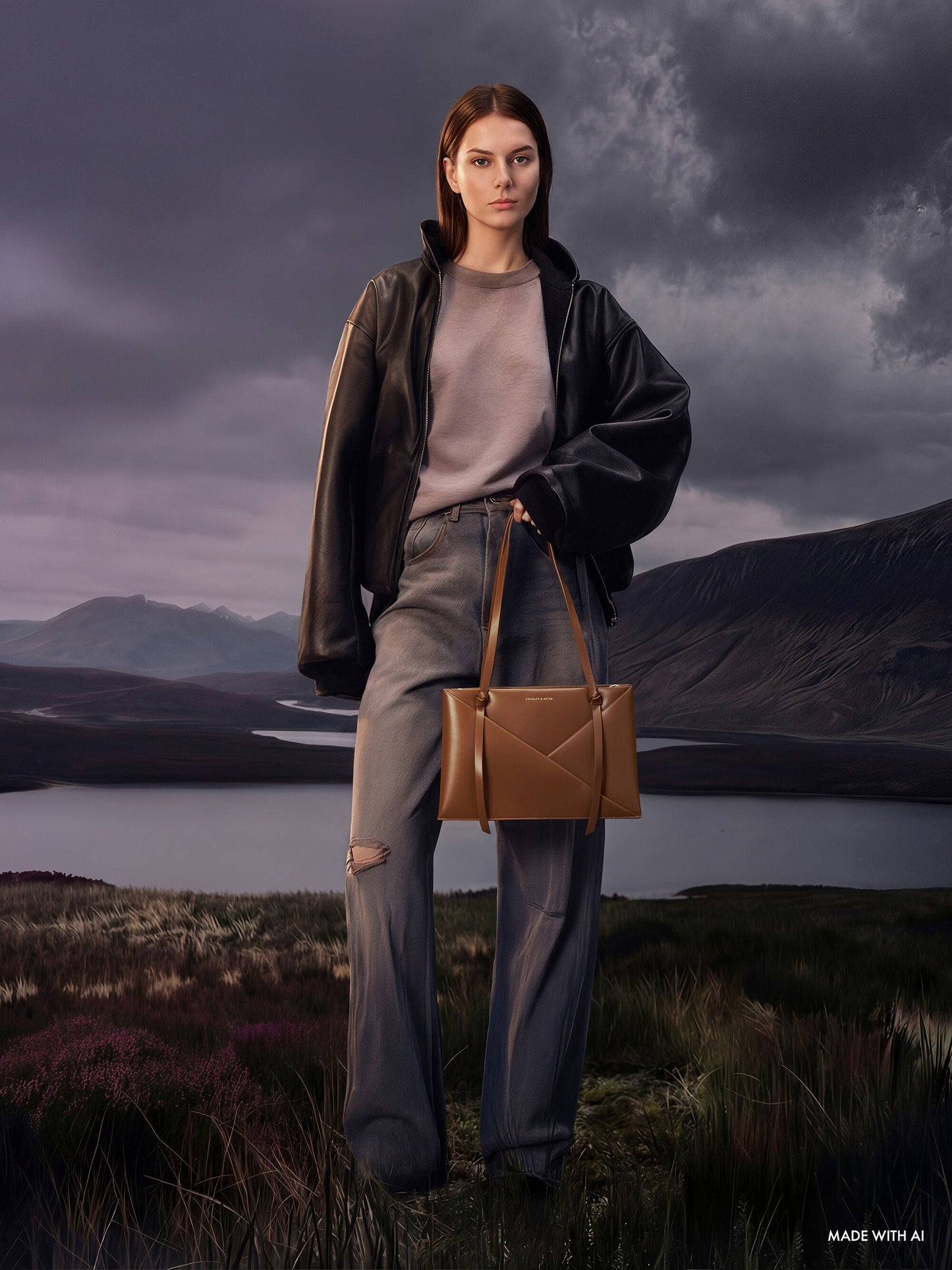 Midori Geometric Tote Bag - Chocolate | CHARLES & KEITH