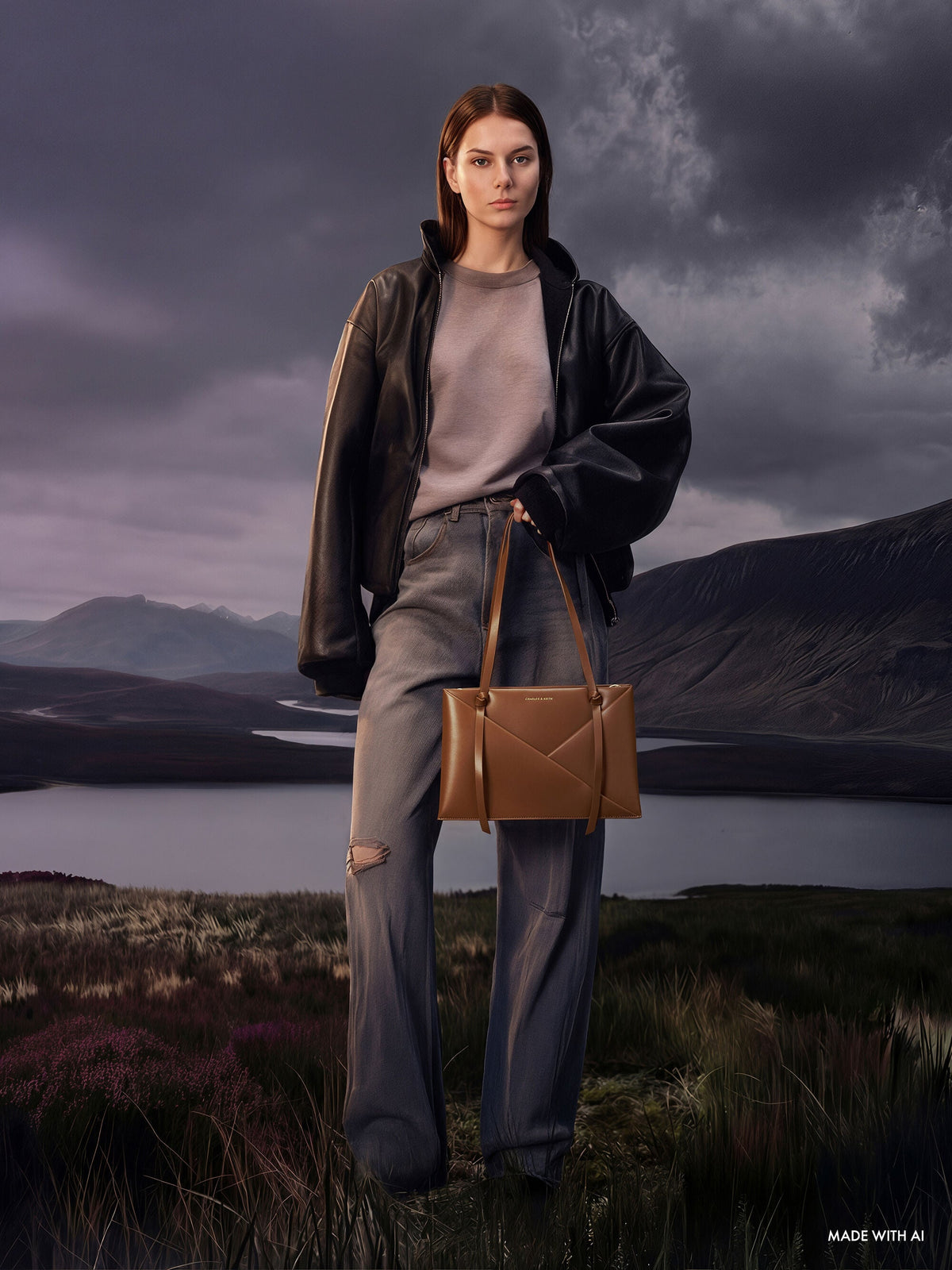 Midori Geometric Tote Bag - Chocolate | CHARLES & KEITH