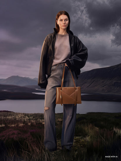 Midori Geometric Tote Bag - Chocolate | CHARLES & KEITH
