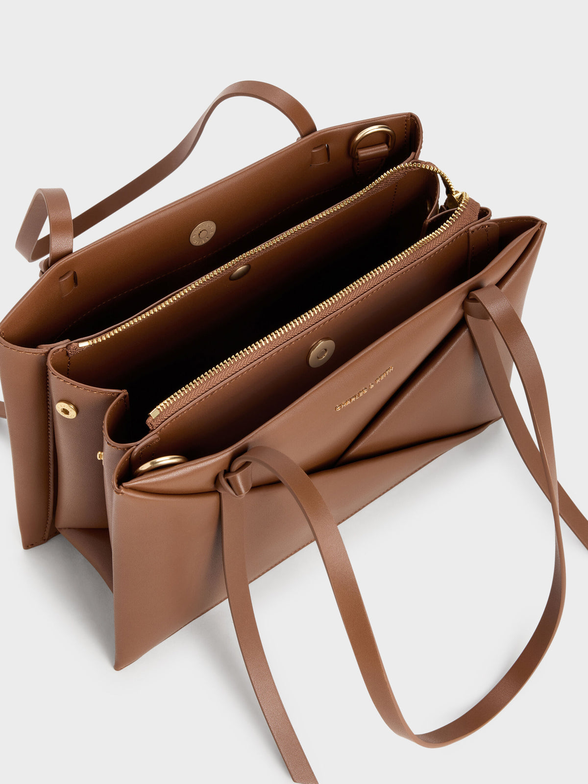 Midori Geometric Tote Bag - Chocolate | CHARLES & KEITH