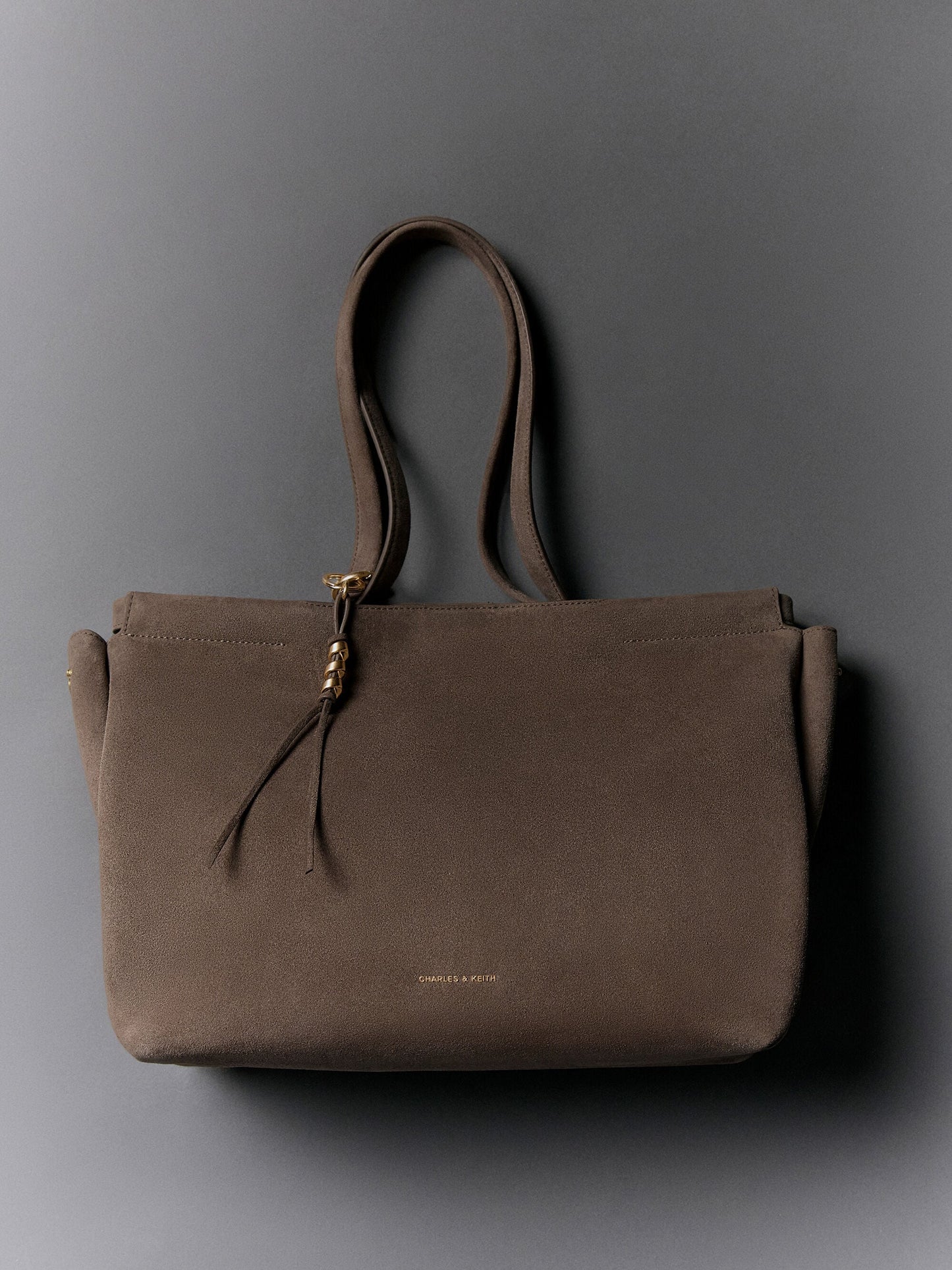 XL Zephyr Tassel Tote Bag - Stone Grey | CHARLES & KEITH