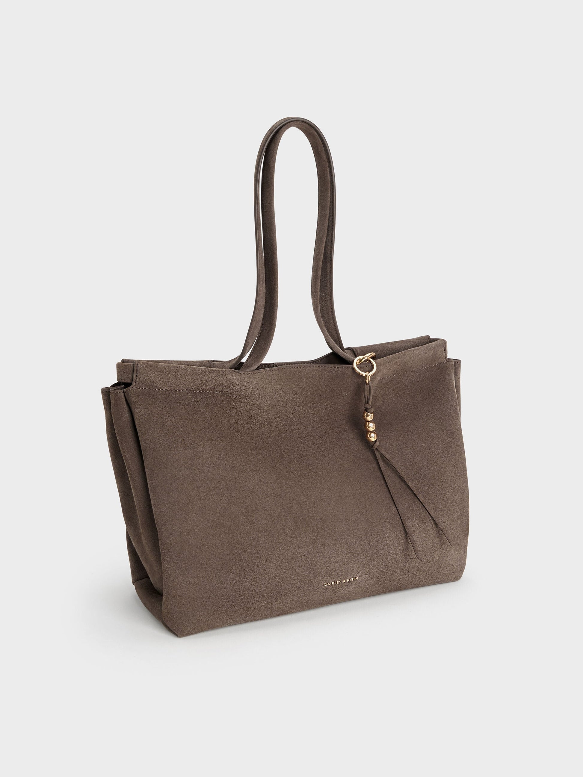 XL Zephyr Tassel Tote Bag - Stone Grey | CHARLES & KEITH
