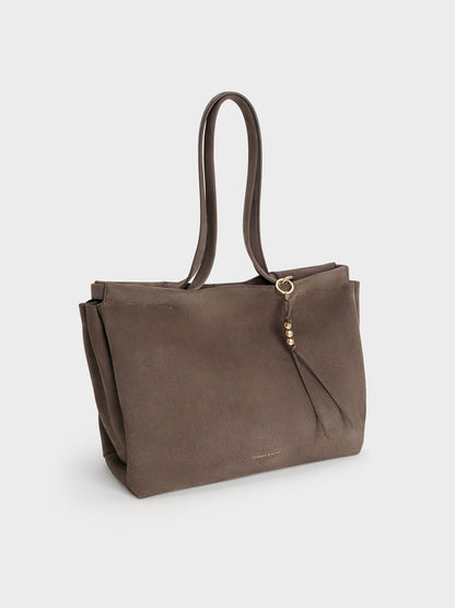 XL Zephyr Tassel Tote Bag - Stone Grey | CHARLES & KEITH