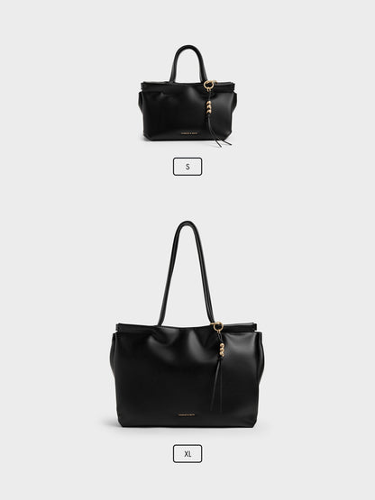 XL Zephyr Tassel Tote Bag - Black | CHARLES & KEITH