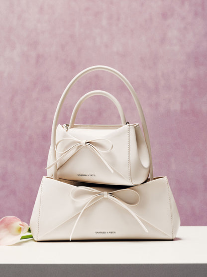 Hazel Bow Panelled Shoulder Bag - Cream | CHARLES & KEITH