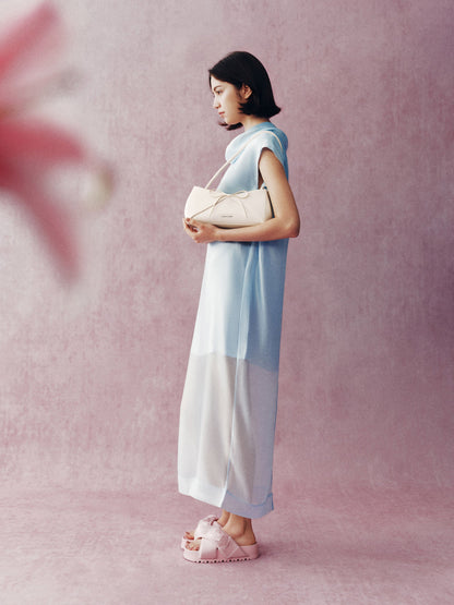 Hazel Bow Panelled Shoulder Bag - Cream | CHARLES & KEITH