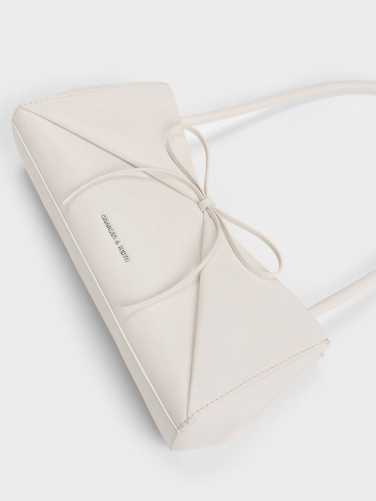 Hazel Bow Panelled Shoulder Bag - Cream | CHARLES & KEITH