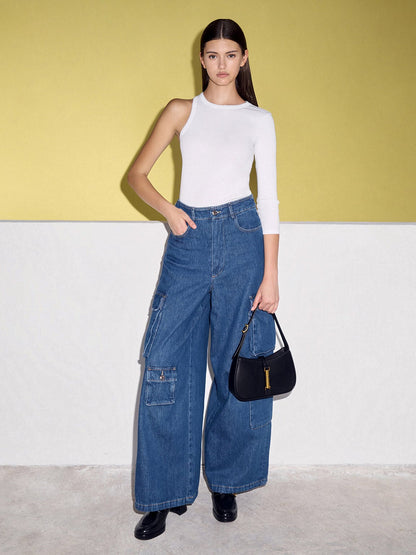 Cesia Metallic-Accent Shoulder Bag - Black | CHARLES & KEITH