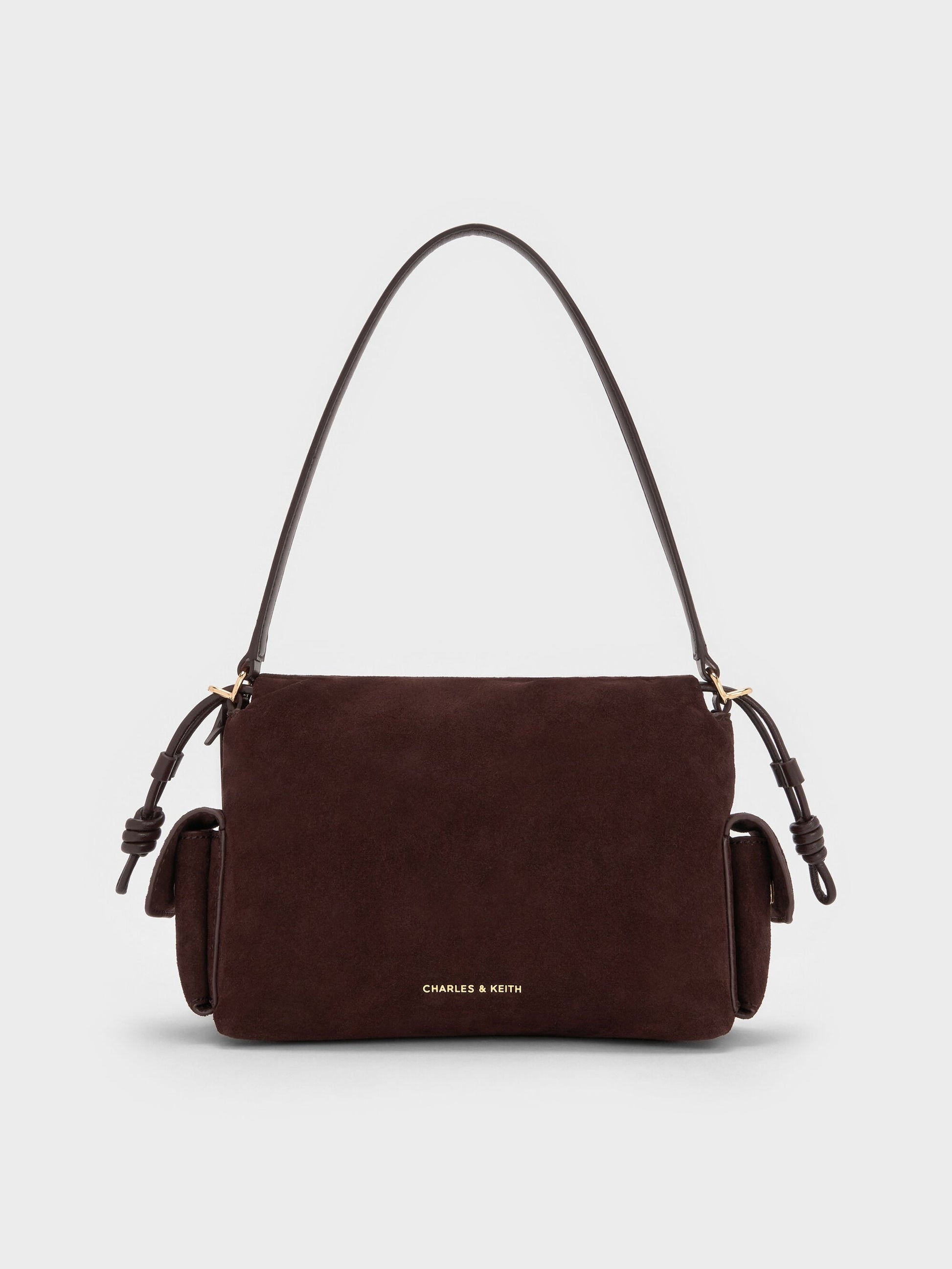 Khai Ruched Shoulder Bag - Espresso Brown | CHARLES & KEITH