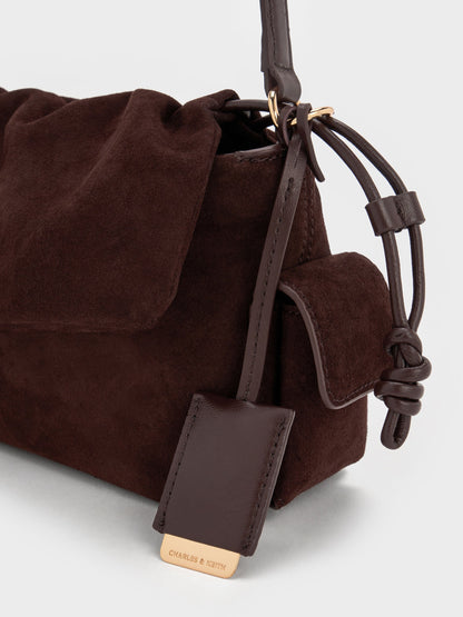 Khai Ruched Shoulder Bag - Espresso Brown | CHARLES & KEITH