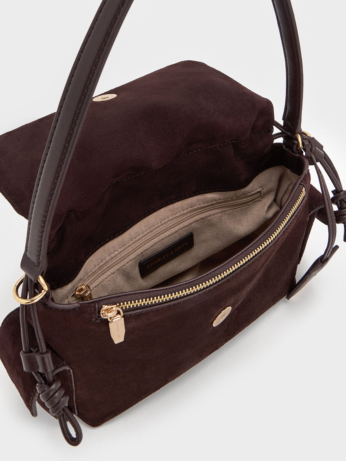 Khai Ruched Shoulder Bag - Espresso Brown | CHARLES & KEITH