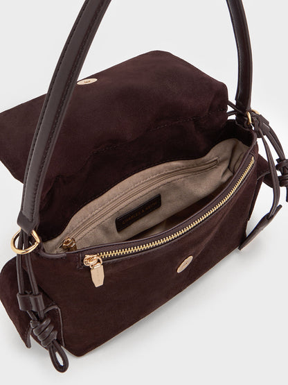 Khai Ruched Shoulder Bag - Espresso Brown | CHARLES & KEITH