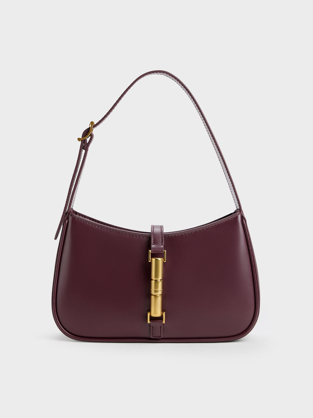 Cesia Metallic-Accent Shoulder Bag - Wineberry Red | CHARLES & KEITH