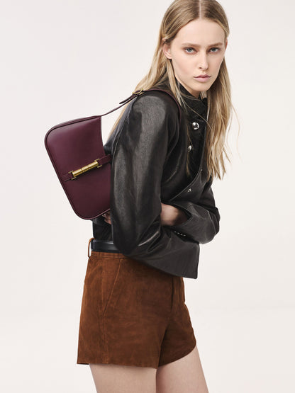 Cesia Metallic-Accent Shoulder Bag - Wineberry Red | CHARLES & KEITH