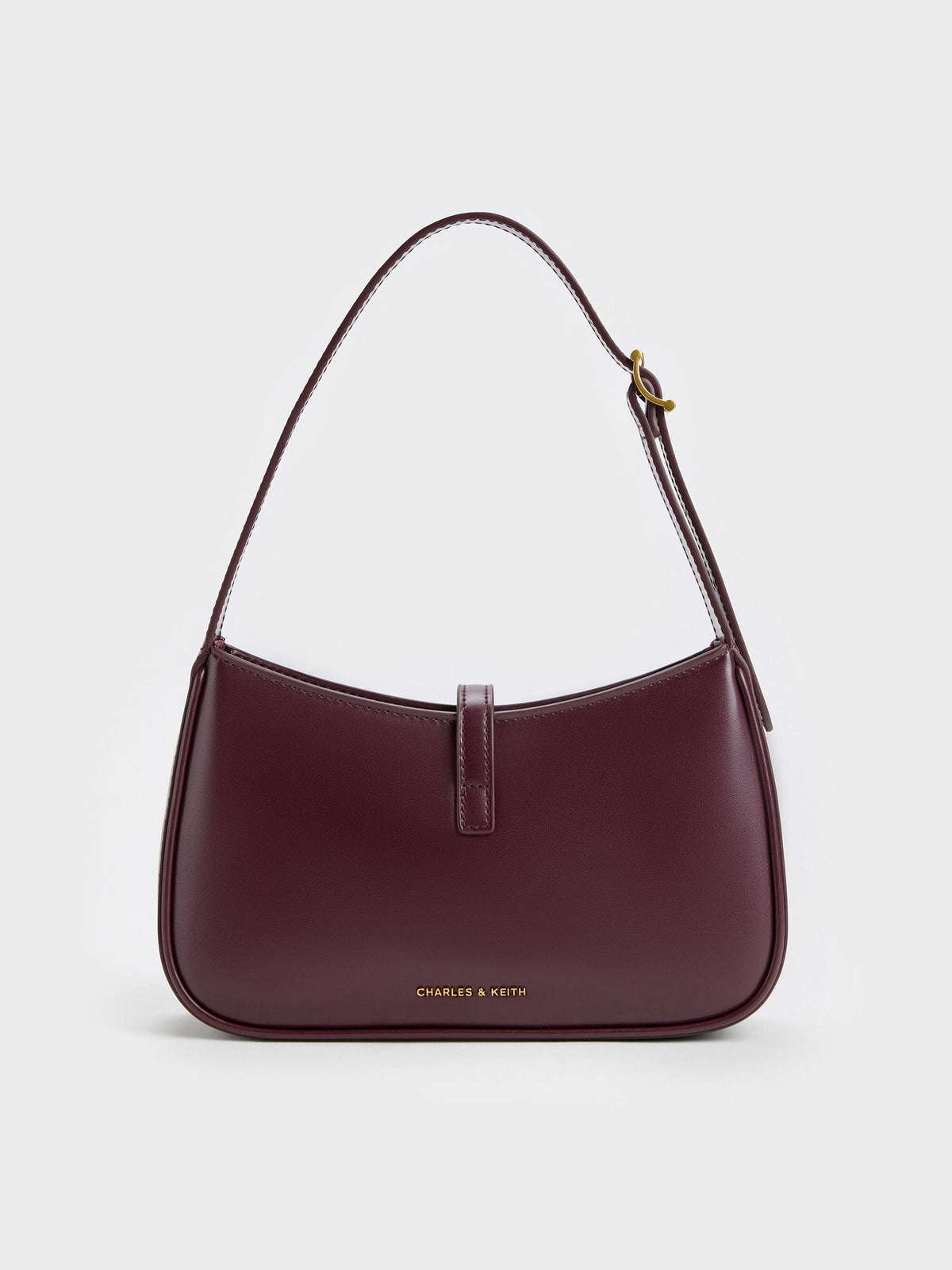 Cesia Metallic-Accent Shoulder Bag - Wineberry Red | CHARLES & KEITH