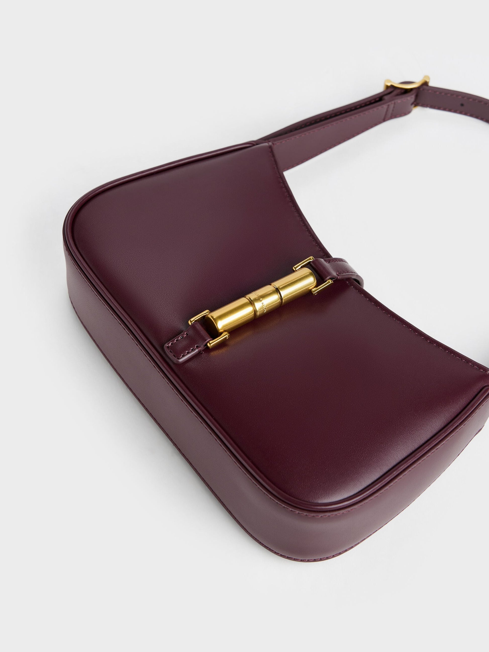 Cesia Metallic-Accent Shoulder Bag - Wineberry Red | CHARLES & KEITH