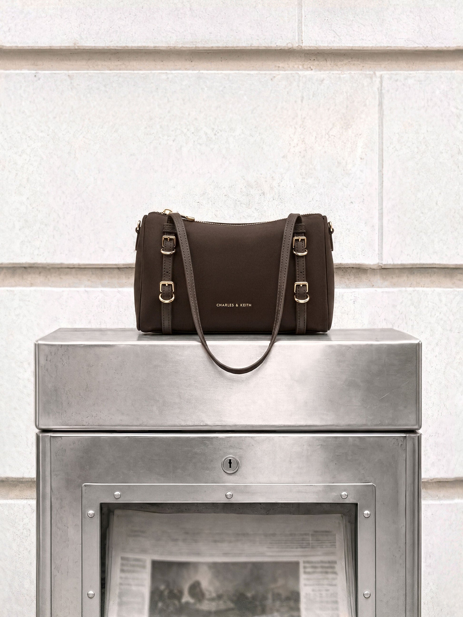 Mini Levy Nylon Shoulder Bag - Espresso Brown | CHARLES & KEITH