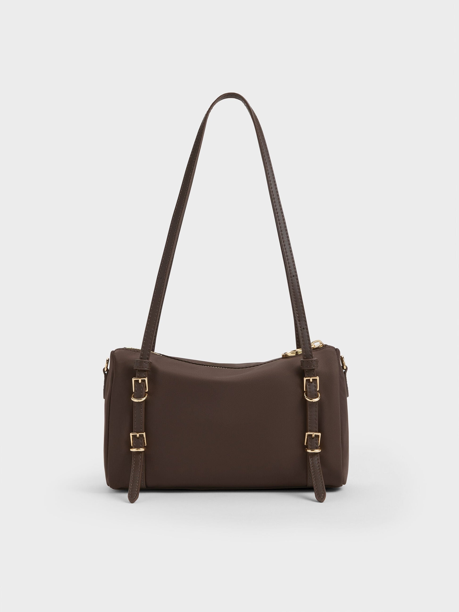 Mini Levy Nylon Shoulder Bag - Espresso Brown | CHARLES & KEITH