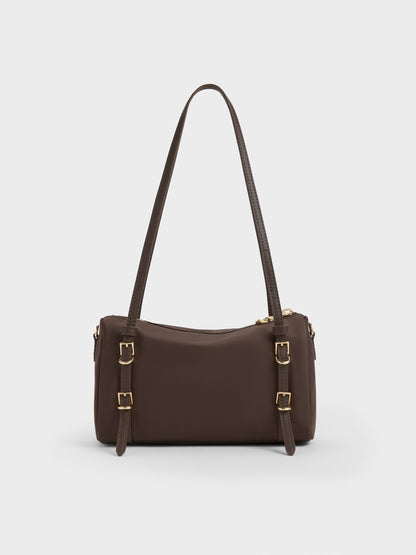 Mini Levy Nylon Shoulder Bag - Espresso Brown | CHARLES & KEITH