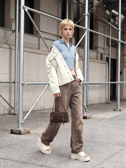 Mini Levy Nylon Shoulder Bag - Espresso Brown | CHARLES & KEITH