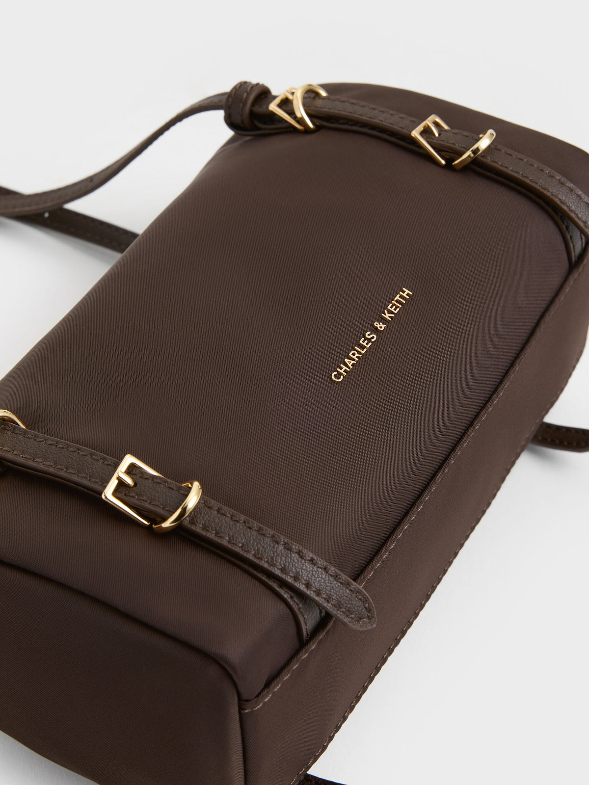 Mini Levy Nylon Shoulder Bag - Espresso Brown | CHARLES & KEITH