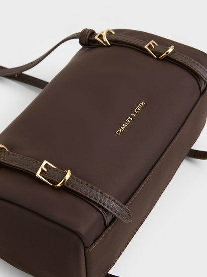 Mini Levy Nylon Shoulder Bag - Espresso Brown | CHARLES & KEITH