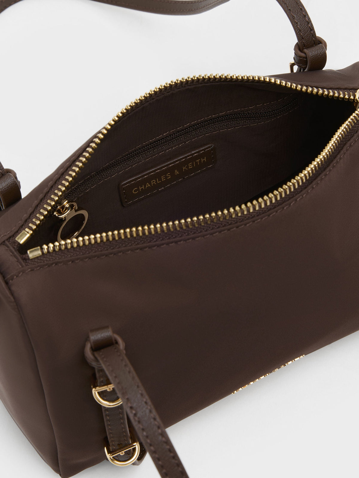 Mini Levy Nylon Shoulder Bag - Espresso Brown | CHARLES & KEITH