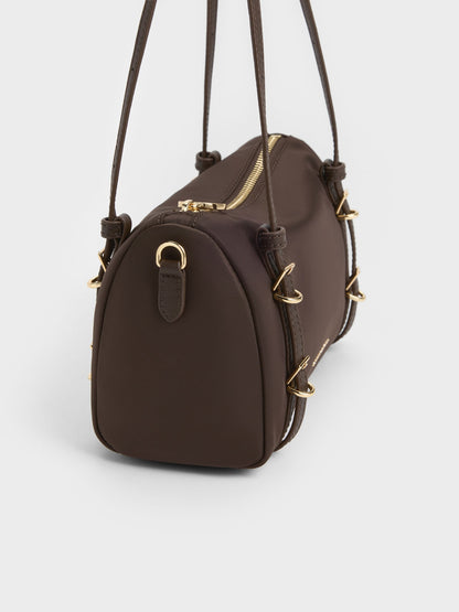 Mini Levy Nylon Shoulder Bag - Espresso Brown | CHARLES & KEITH