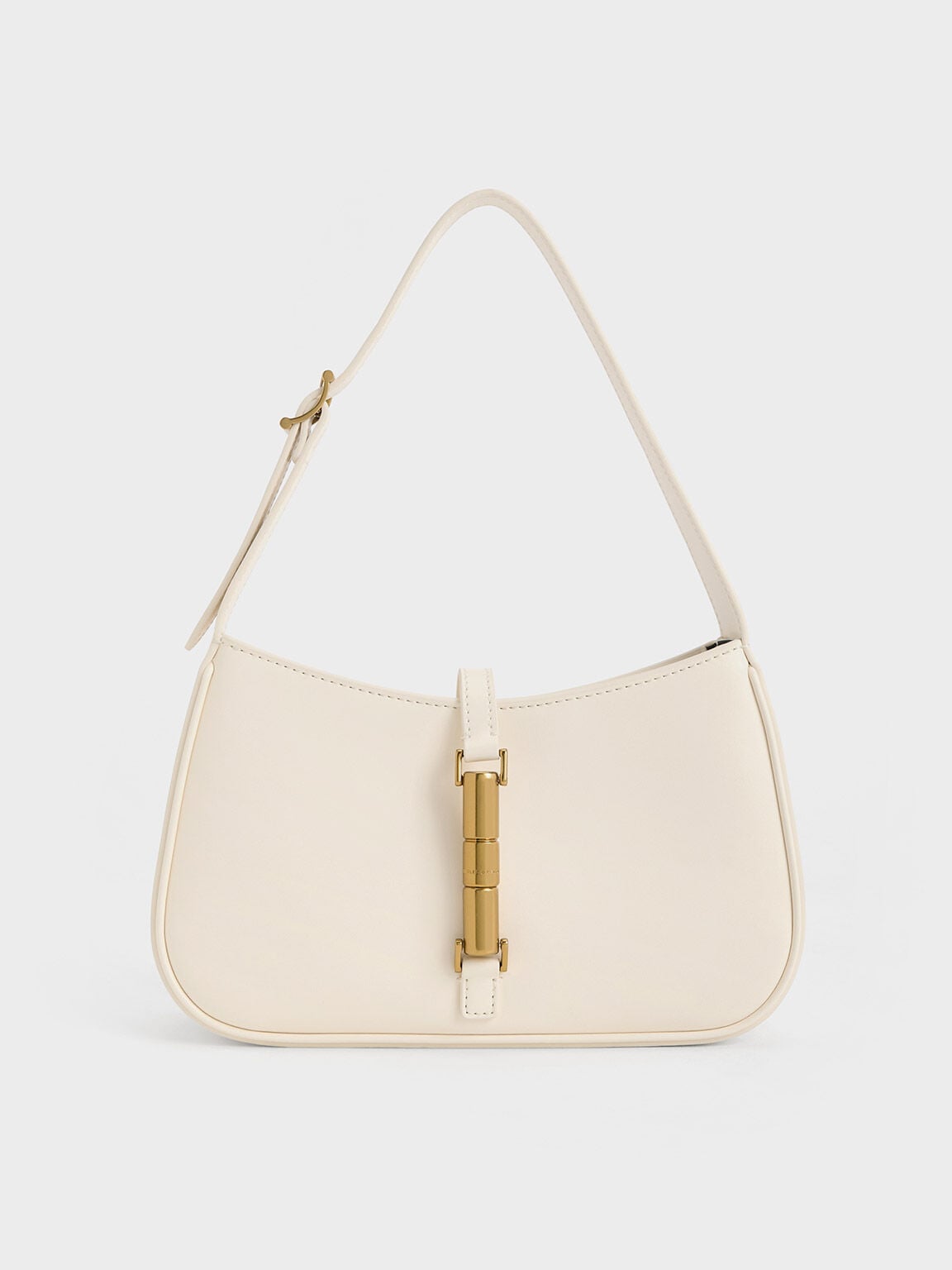 Cesia Metallic-Accent Shoulder Bag - Cream | CHARLES & KEITH
