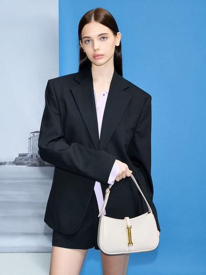 Cesia Metallic-Accent Shoulder Bag - Cream | CHARLES & KEITH
