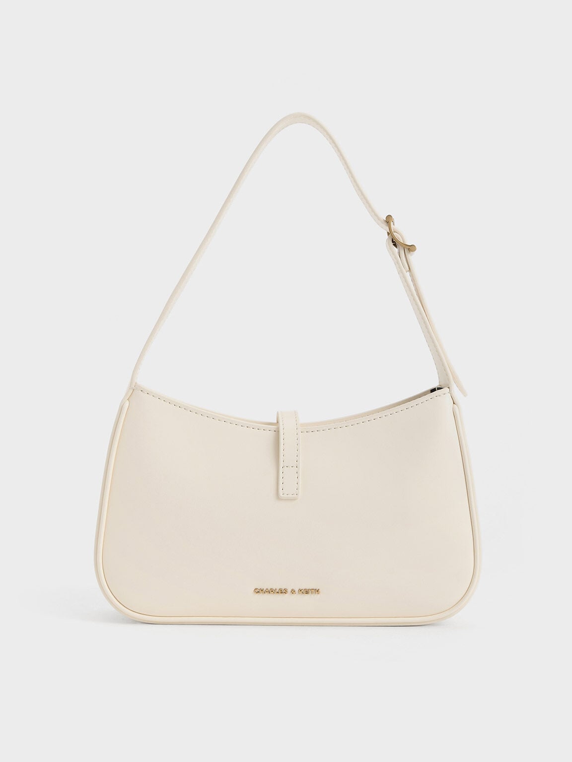 Cesia Metallic-Accent Shoulder Bag - Cream | CHARLES & KEITH