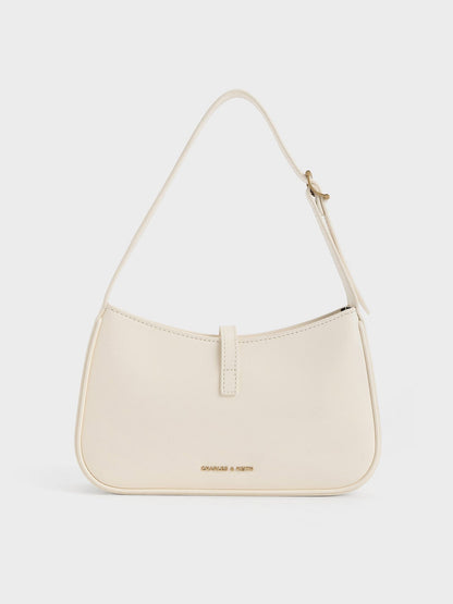 Cesia Metallic-Accent Shoulder Bag - Cream | CHARLES & KEITH