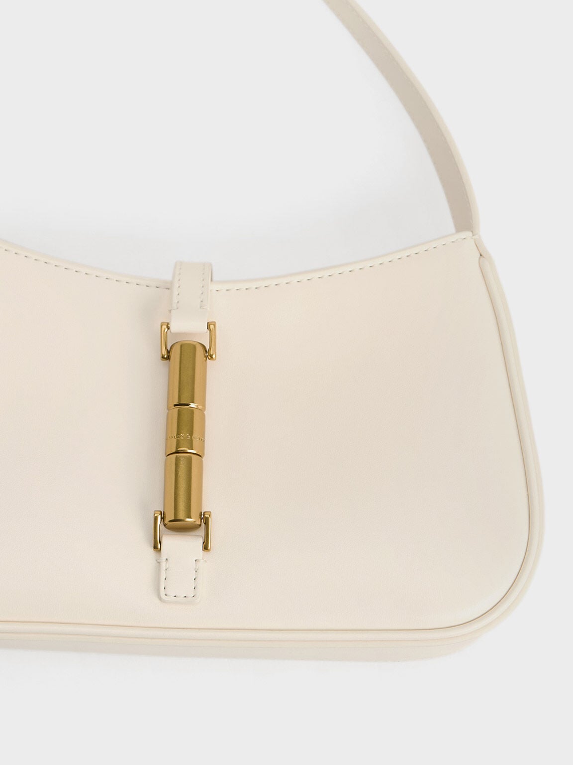 Cesia Metallic-Accent Shoulder Bag - Cream | CHARLES & KEITH