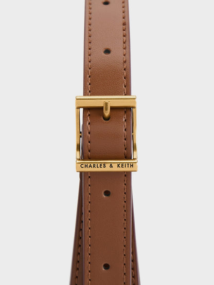 Cesia Metallic-Accent Shoulder Bag - Chocolate | CHARLES & KEITH