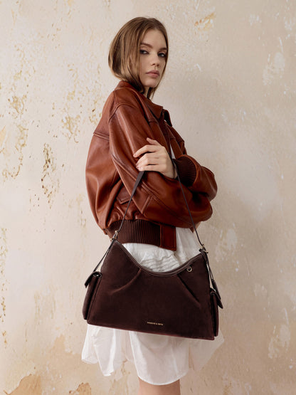 Khai Side-Pocket Shoulder Bag - Espresso Brown | CHARLES & KEITH