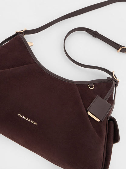 Khai Side-Pocket Shoulder Bag - Espresso Brown | CHARLES & KEITH
