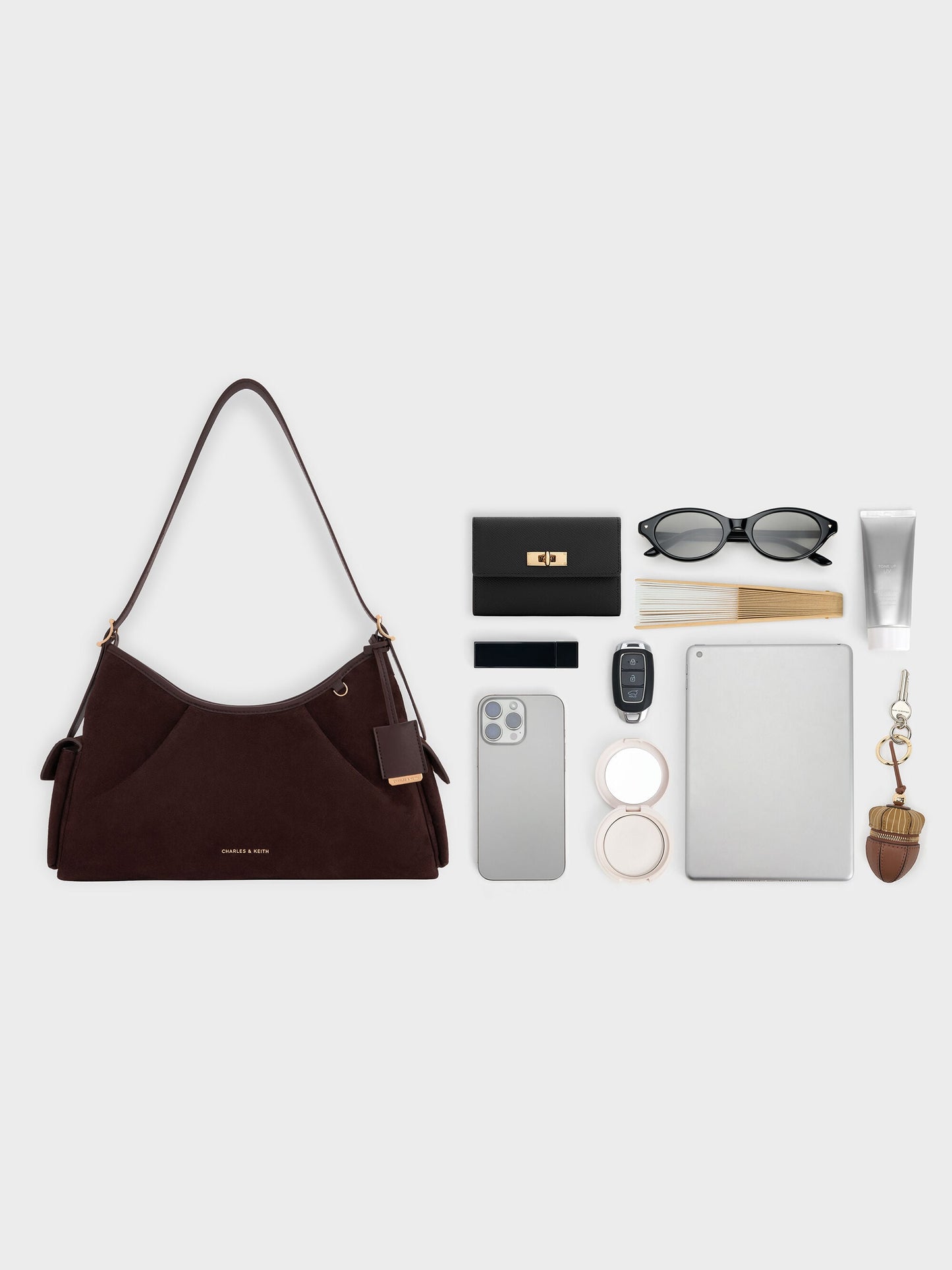 Khai Side-Pocket Shoulder Bag - Espresso Brown | CHARLES & KEITH